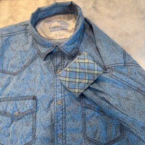Men's Blue Paisley Denim Jacket